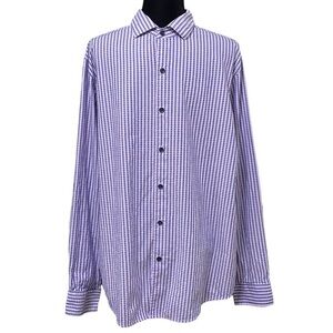 Tasso Elba Lavender Blue Striped Button Down Shirt Size Large Cotton Casual
